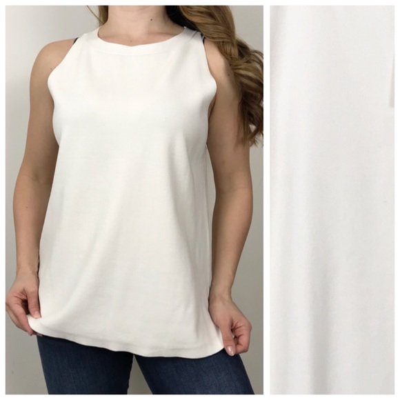 Ann Taylor Tops - NWT ANN TAYLOR Ivory Sleeveless Knit Top Lg Flaw